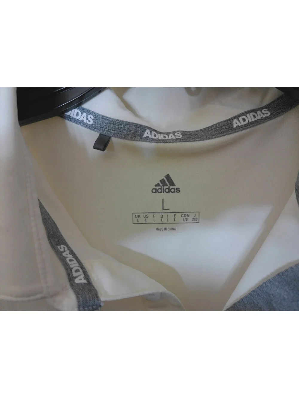 Adidas Mens Golf Polo Shirt Athletic Performance Size L White Short Sleeve Logo
